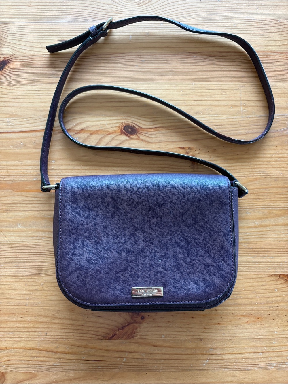 kate spade Leather Crossbody Bag in Deep Purple